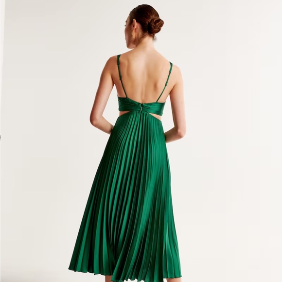 Abercrombie Satin Pleated Cutout Maxi Dress - Picture 6 of 10